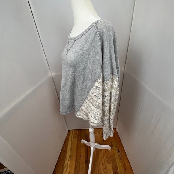 Free People Slouchy Oversized Mixed Fabric Sweater Sweatshirt Size Medium - Picture 7 of 14